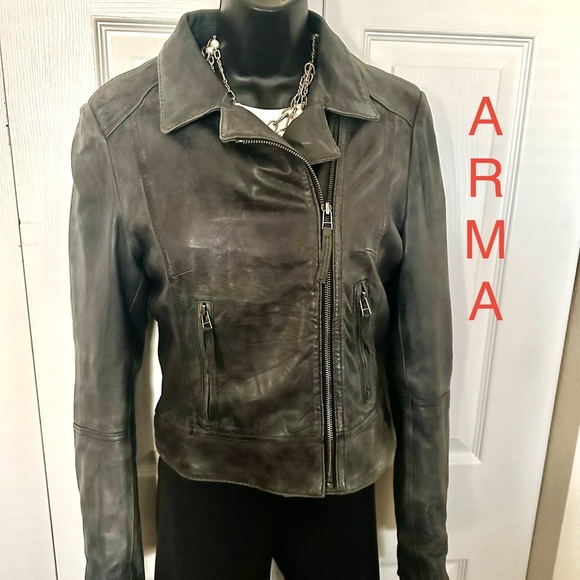 ARMAGray Lambskin Leather Jacket - Women’s UK 8 = US 4